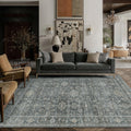 WondRg 6x9 Washable Area Rug for Living Room Bedroom Vintage Black Grey Carpet Soft Low Pile Traditional Retro Non Slip Throw Rug for Dining Room Entryway Indoor Dorm Kitchen