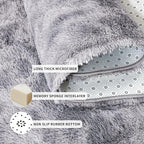Tepook Fluffy Runner Rugs for Bedroom Aesthetic 2x6 Feet, Shag Soft Bedside Rug with Non-Slip Bottom, Fuzzy Plush Carpet for Room, Hallway Rug for Nursery Dorm Indoor Home Decor, Tie-dye Light Grey