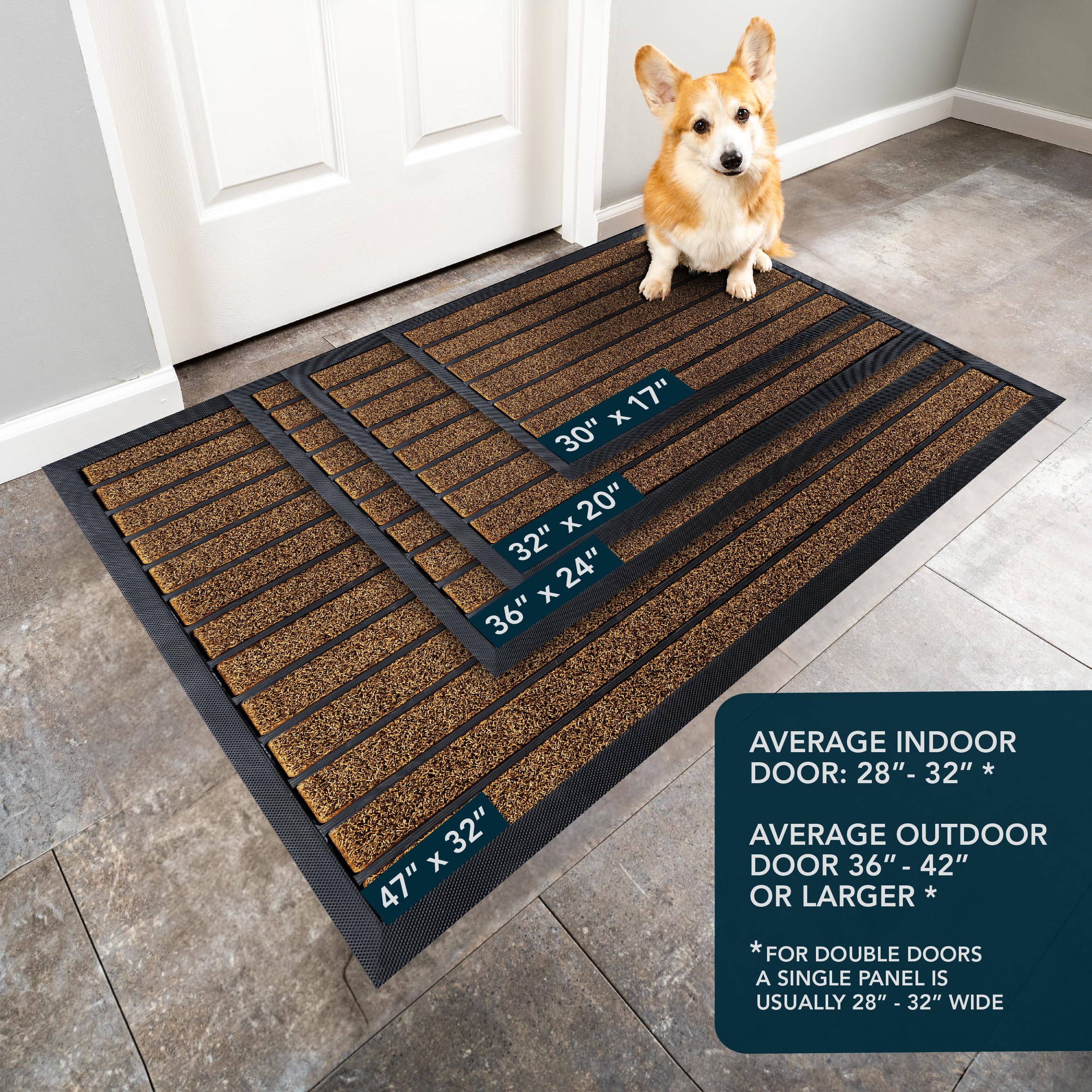 ubdyo Extra Durable Door Mat Outside Entrance (30" x 17", Bright Brown)