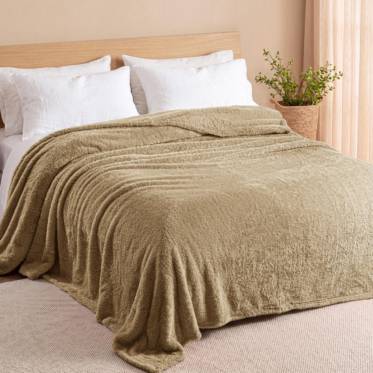 Exclusivo Mezcla Fuzzy Plush Fleece Bed Blanket Twin XL Size, Light Grey