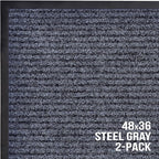 Sierra Concepts Front Door Mat X-Large Welcome Floor Mats - Entryway Indoor Outdoor Entrance Doormat, Patio, Porch, Muddy Dog Shoe, Inside Outside Low Profile 48x36in, 2-Pack Steel Gray