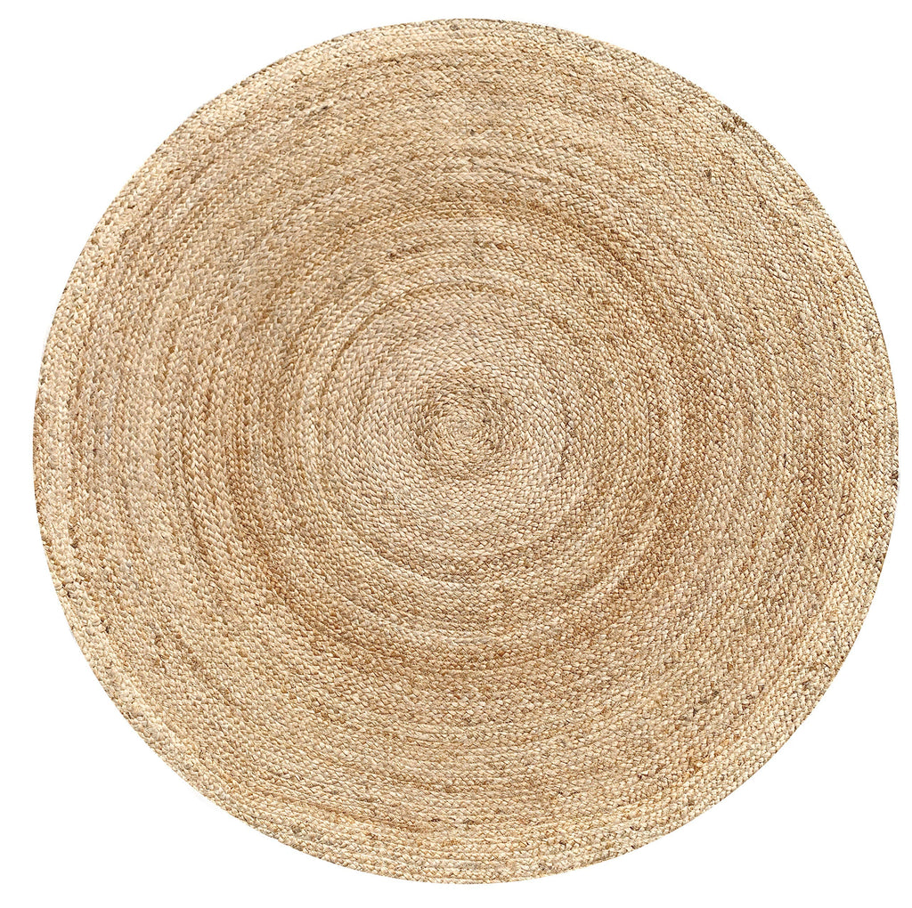 Hausattire Jute Braided Round Rug, Natural, 4 ft