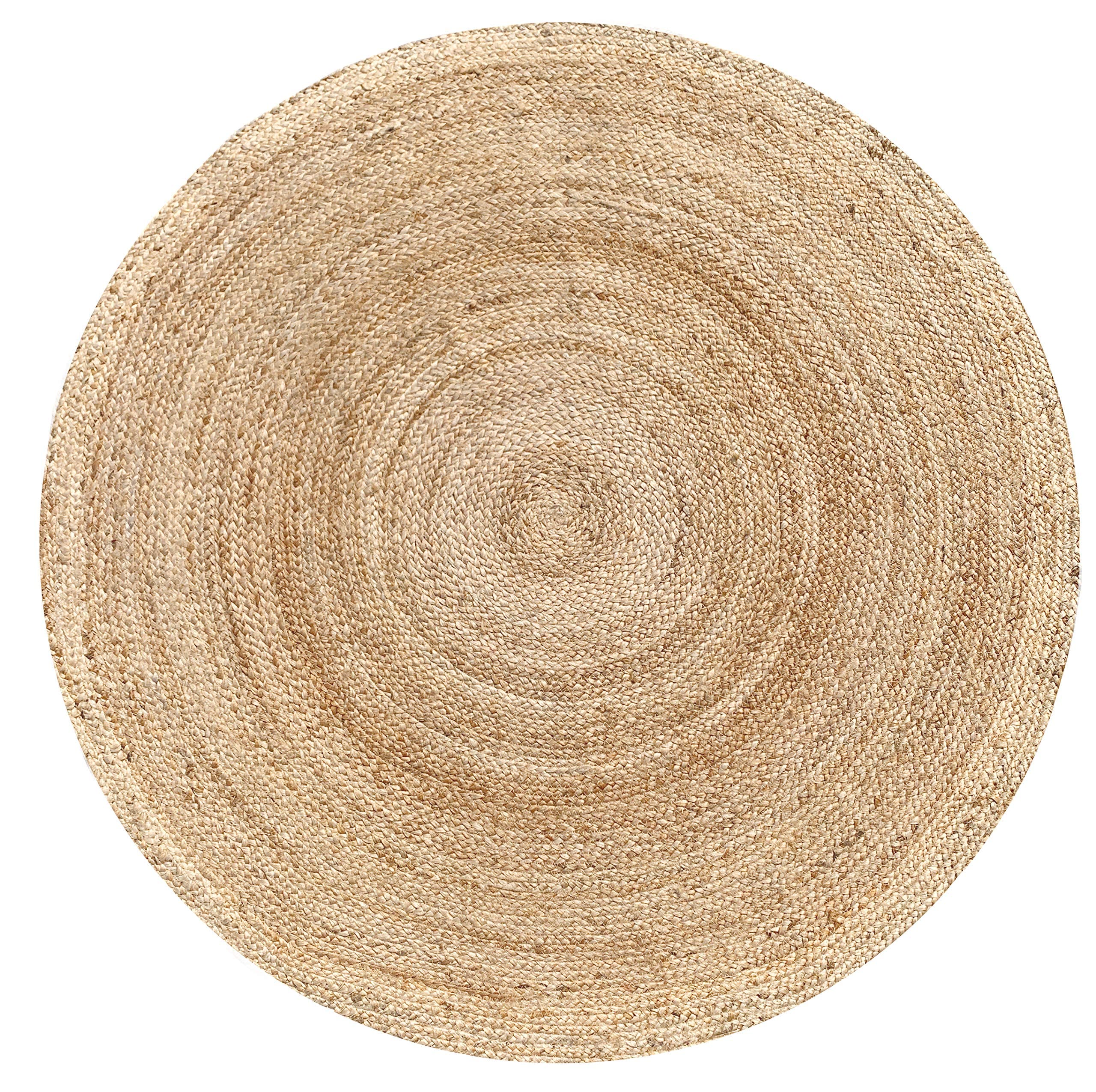 Hausattire Jute Braided Round Rug, Natural, 4 ft