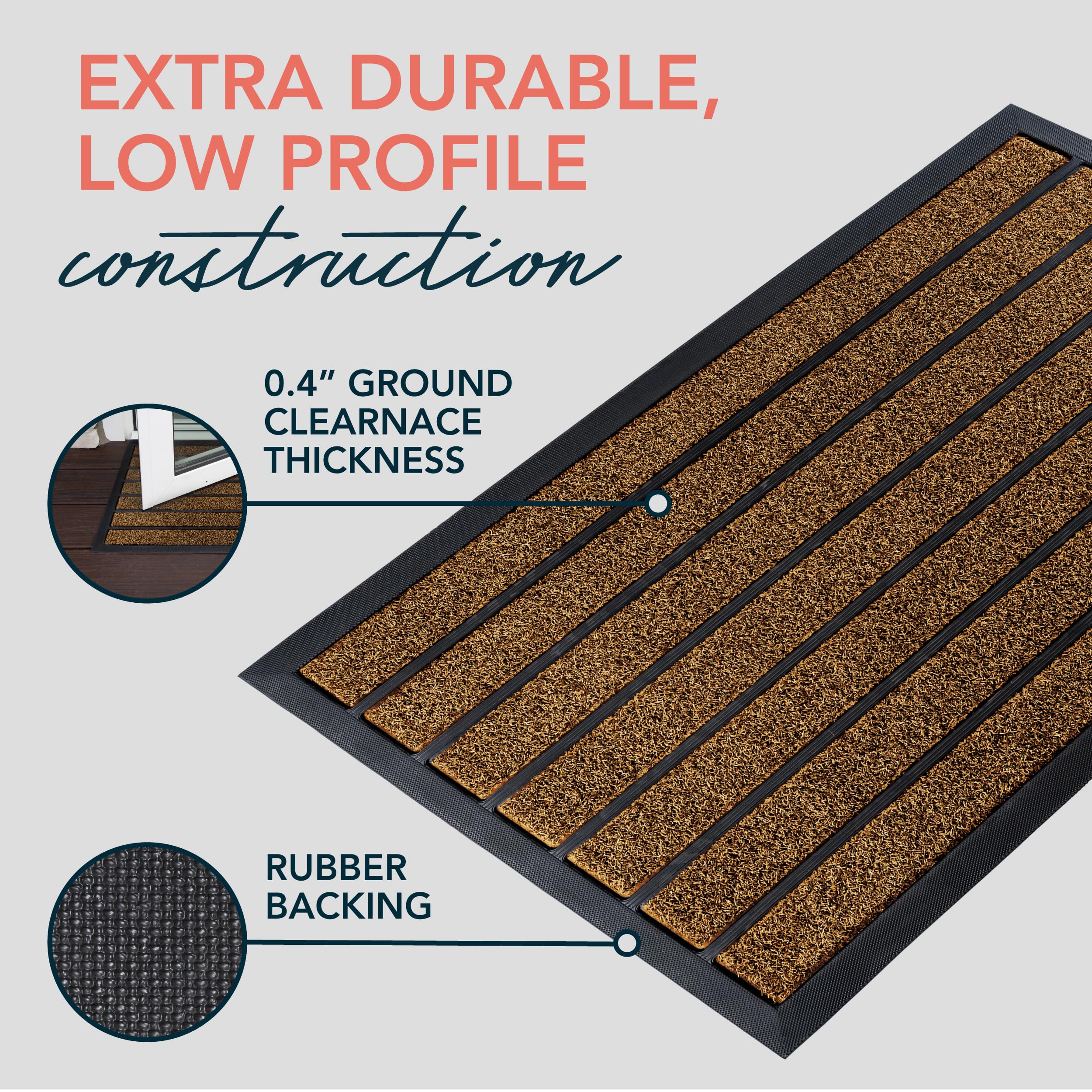 ubdyo Extra Durable Door Mat Outside Entrance (30" x 17", Bright Brown)