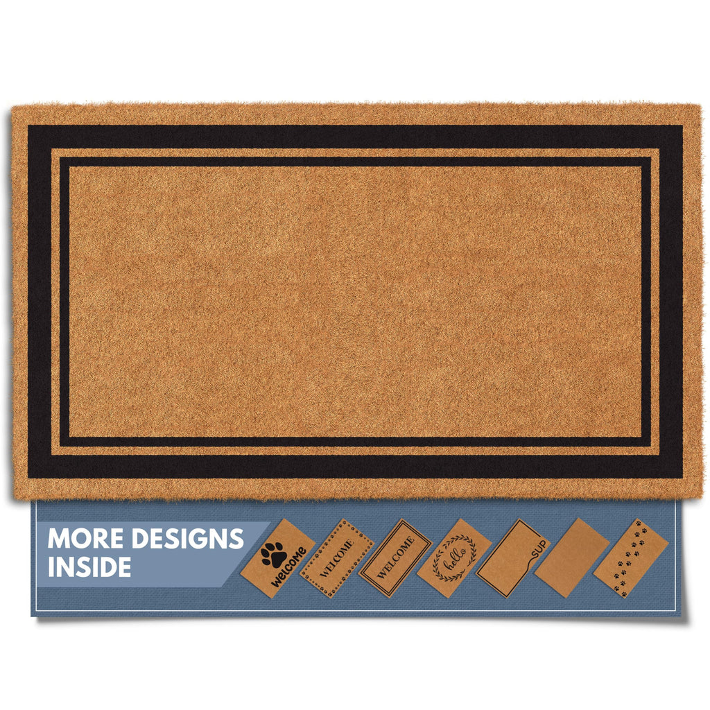 Barnyard Designs Natural Coco Coir Non-Slip Doormat (17x30, Border)