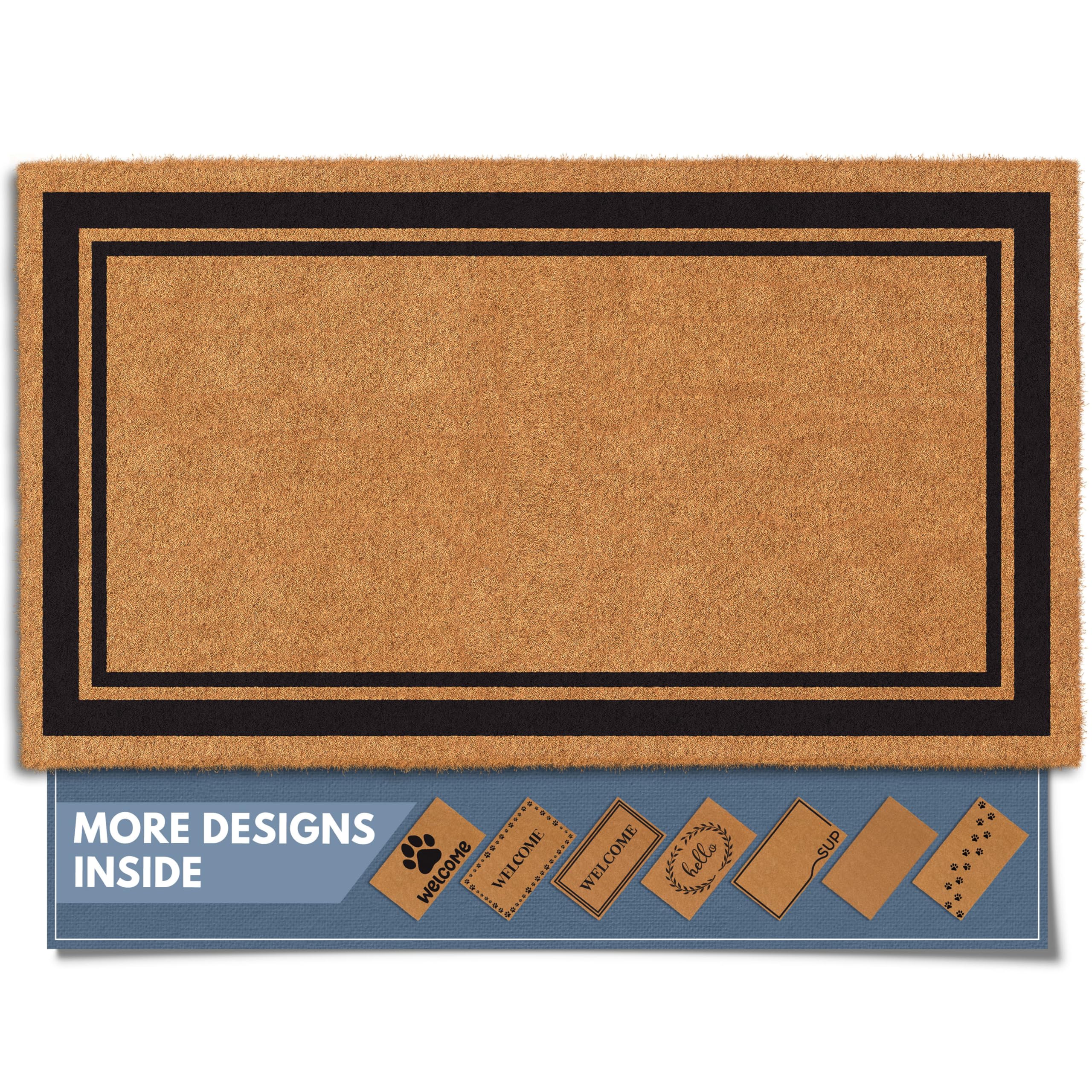 Barnyard Designs Natural Coco Coir Non-Slip Doormat (17x30, Border)