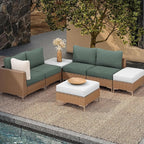 8Pcs Outdoor Cushion Covers, Patio Cushion Covers,Stretch Elastic Slipcovers, Replacement Washable Furniture Protector for Patio Couch,Thick Jacquard Textured Twill Fabric(Matcha Green,Cover Only)