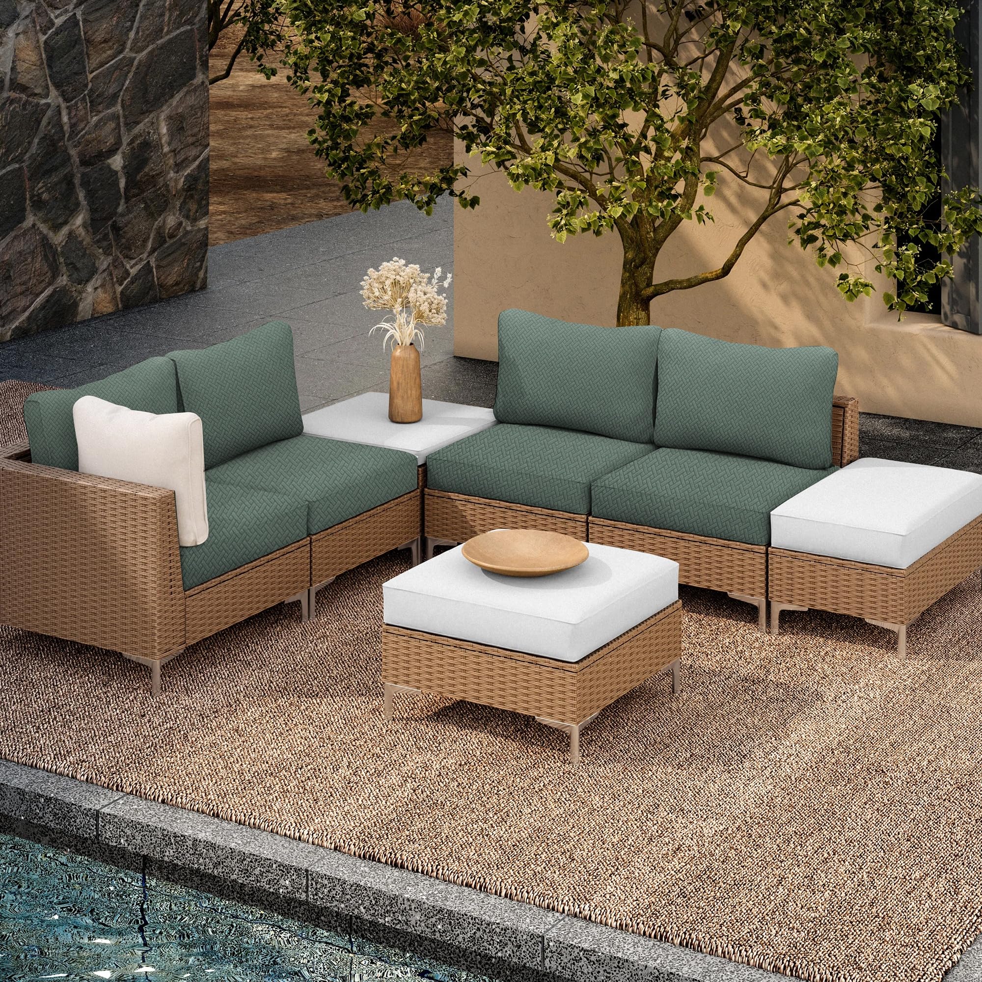 DREAHOTEXTIL 8Pcs Outdoor Cushion Covers, Elastic Patio Cushion Covers