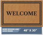 Barnyard Designs Natural Coco Coir Heavy Duty Backing Doormat - Large Cute Non-Slip Front Door Welcome Mat for Outside Entrance or Porch Entry, Brown (30x48, Welcome)
