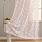 YJ YANJUN Vintage Lace Curtains 84 Inches Long- Pretty Pastel Floral Pink Sheer Curtain Panels for Living Room Girl Bedroom,Light Filtering, Cute Princess Girls Room Drapes 2 Panels 52W x 84L