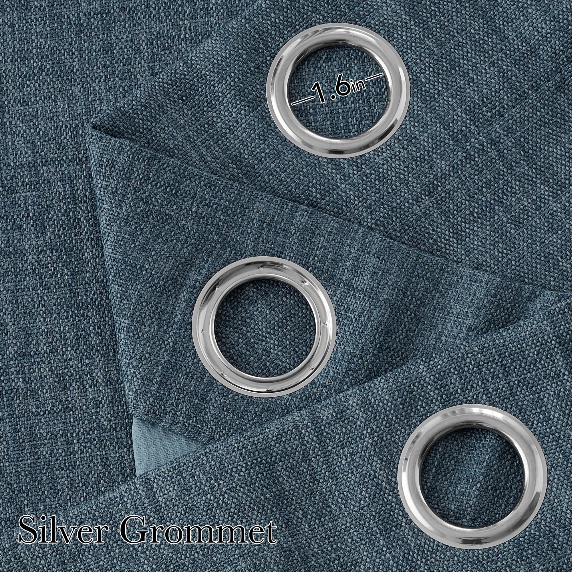 NICETOWN Short Faux Linen Mist Blue Blackout Curtains 63 inches Long for Kitchen - Privacy Panels for Living Room Bedroom, Modern Farmhouse Style Easy Care Grommet Top, 2 Panels, W42 by L63
