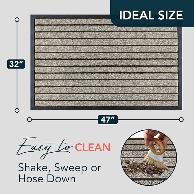 ubdyo Extra Durable Door Mat Outside Entrance (47" x 32", Bright Beige)