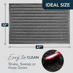 ubdyo Extra Durable Door Mat - Dirt Trapping Outdoor Welcome Mats - Non-Slip Outdoor Indoor Entrance - Low Profile Front Doormat (47" x 32", Bright Black)