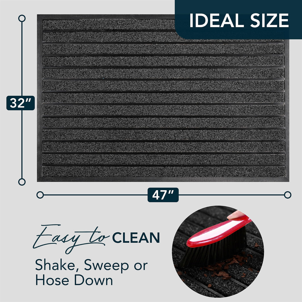 ubdyo Extra Durable Door Mat Outside Entrance (47" x 32", Bright Black)