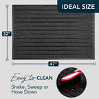 ubdyo Extra Durable Door Mat Outside Entrance (47" x 32", Bright Black)